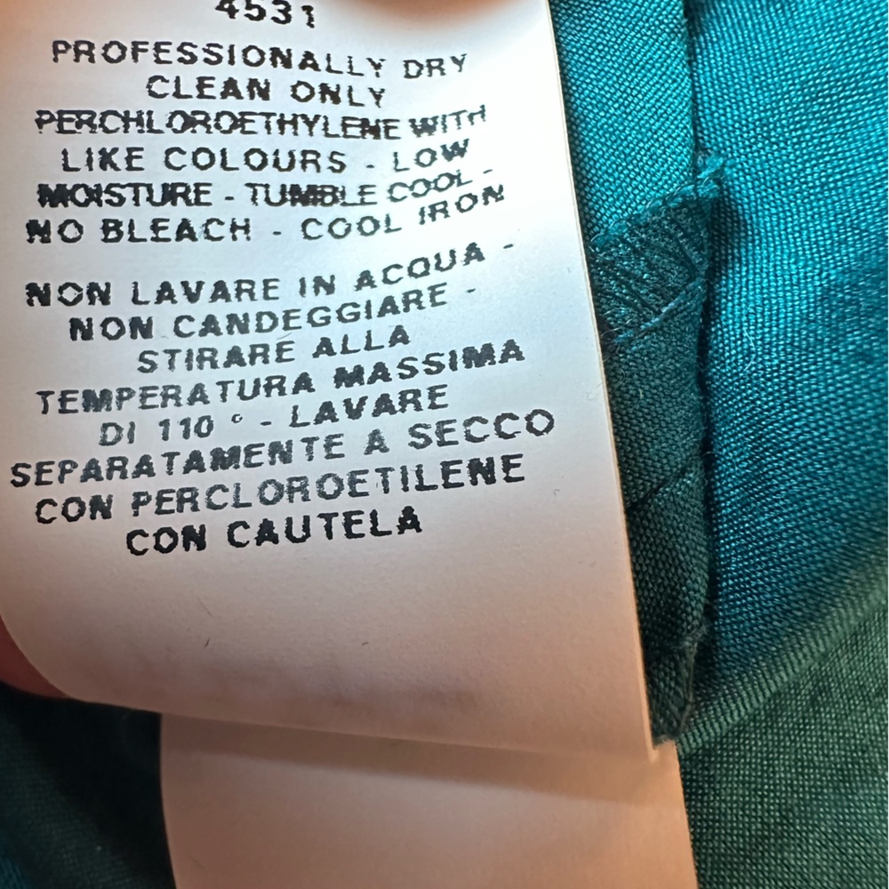 Moschino Teal Dress | Silk & Cotton Blend | Made in Italy | Elegant Designer - Picture 13 of 13
